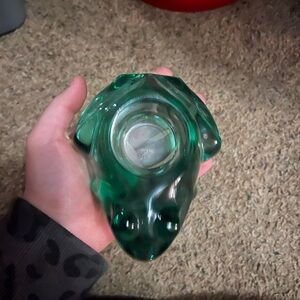 Elegant Green Glass Candle Holder